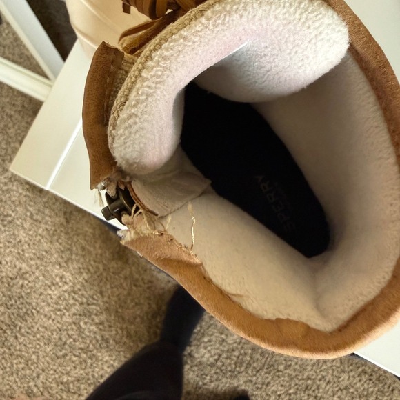 Sperry Saltwater Quilted Canvas Duck Boots Ivory Beige STS99071 Womens 11 M - Picture 4 of 9